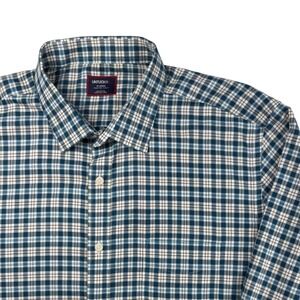 UNTUCKit Mens XL Slim Fit Wrinkle Free Plaid Long Sleeve Button Down Shirt Blue
